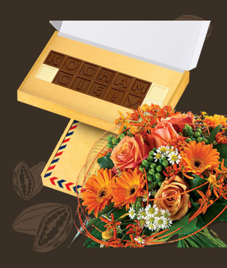 Kocham Cię! & bukiet promyczek, wyjątkowy smak czekoladek chocolissimo.pl