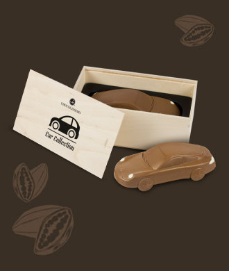 Porsche w drewnianej skrzynce, wyjątkowy smak czekoladek chocolissimo.pl