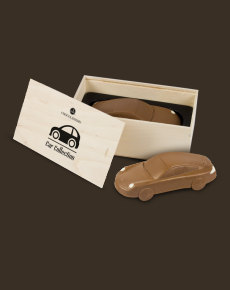 Porsche w drewnianej skrzynce, wyjątkowy smak czekoladek chocolissimo.pl