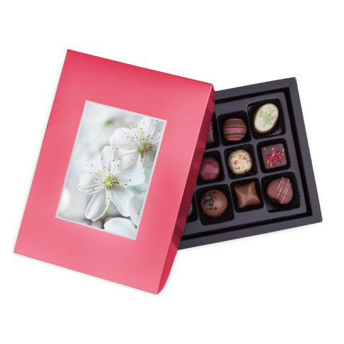 czekoladki postcard chocolissimo, czekoladowy prezent, slodki upominek dla kobiety, ręcznie robione czekoladki