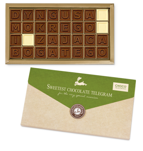 Pyszna wiadomość czekoladowy telegram dla naszych bliskich w stylowym opakowaniu