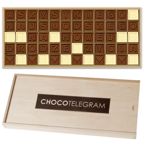czekoladowy telegram na prezent ślubny