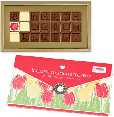czekoladowy telegram dla kobiety