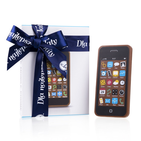 czekoladowy smartphone, czekoladowy telefon, upominek dla taty, figurka z czekolady