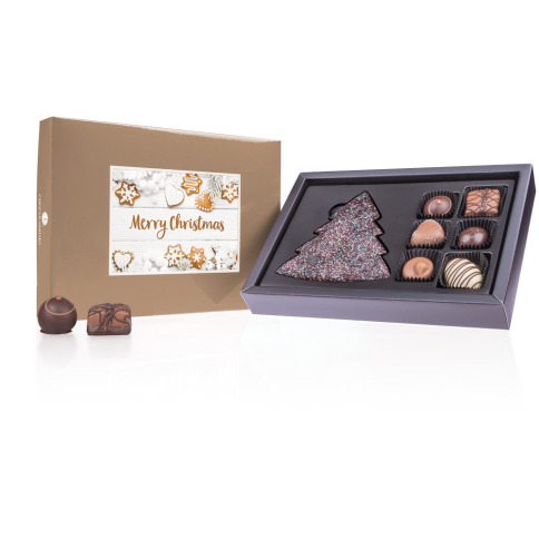 Xmas ChocoPostcard Midi Gold, czekoladki z własnym zdjęciem, personalizowane upominki, personalizowane czekoladki, upominki firmowe