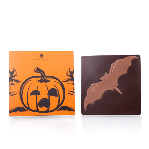 Oryginalny prezent na Halloween - tabliczka czekolady z nietoperzem w zabawnym opakowaniu