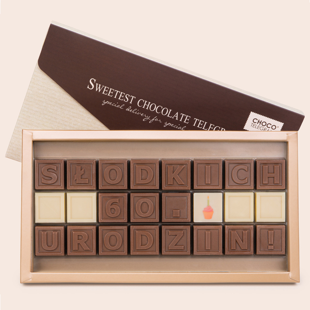 Czekoladowy telegram na prezent z okazji 60. urodzin