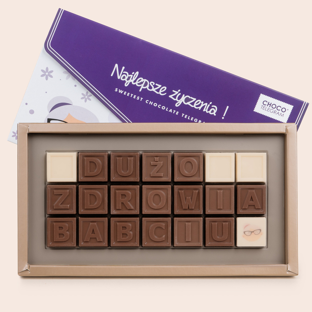 Czekoladowy telegram na prezent dla Babci
