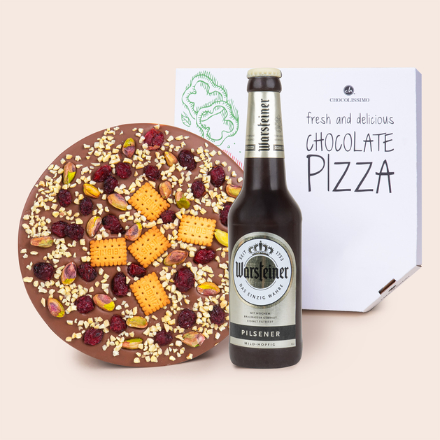Piwo i pizza z czekolady
