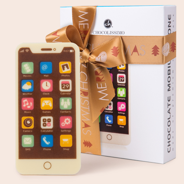 smartphone z czekolady na święta