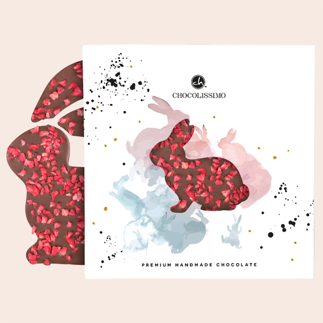 deserowo-biały zajączek z czekolady