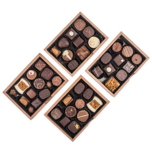 Drewniane skrzyneczki - ChocoMassimo, ręcznie robione pralinki, ekskluzywny prezent, czekolada belgijska