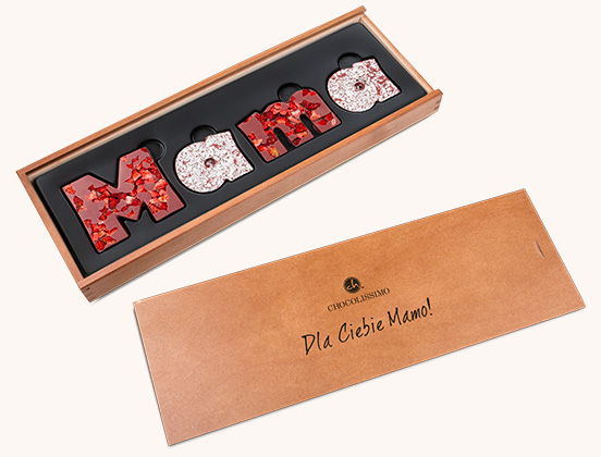 Unikalne cechy czekoladowego naisu mum z czekolady w skrzyneczce z grawerem