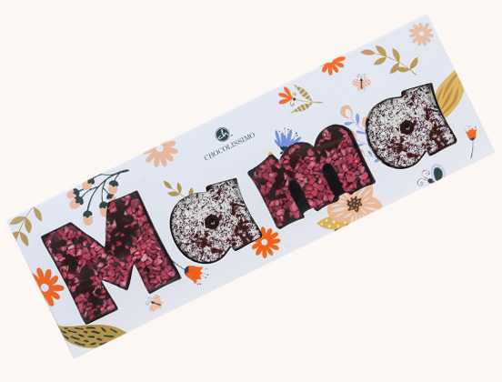 Unikalne cechy gorzkoczekoladowego napisu mama z dodatkami