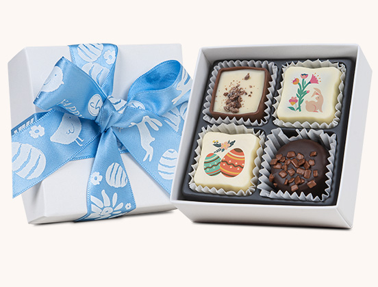 Unikalne cechy zestawu pralinek z wielkanocnymi nadrukami 