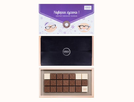 Unikalne cechy czekoladowego telegramu Dużo zdrowia babciu