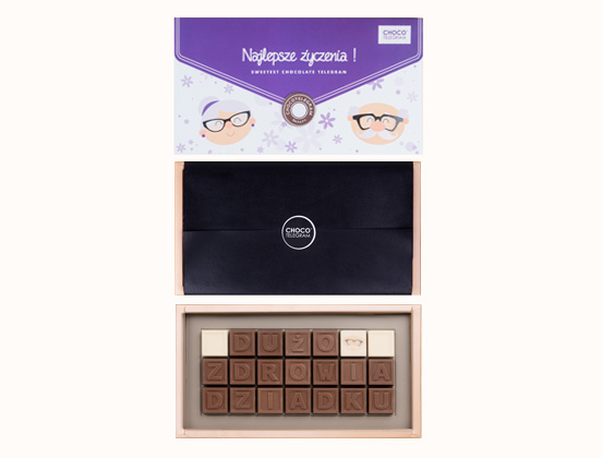 Unikalne cechy czekoladowego telegramu Dużo zdrowia Dziadku