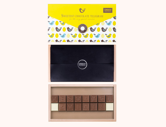 unikalne cechy czekoladowego telegramu na Wielkanoc wesołych świąt