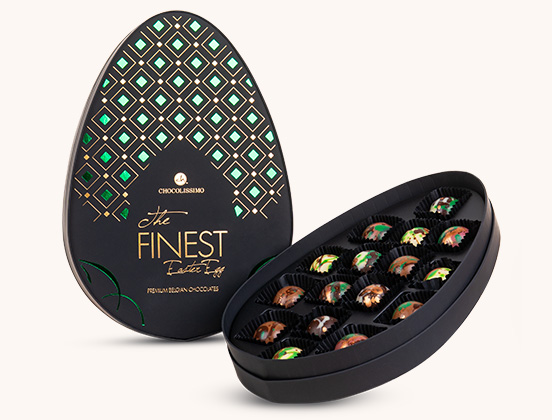 Unikalne cechy zestawu czekoladowych pralinek dubajskich zapakowanych w opakowanie pisanke