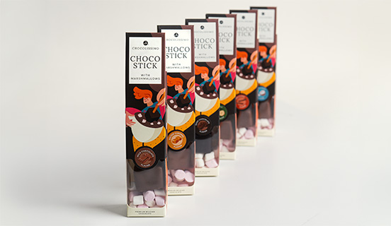 kolekcja czekolad na patyku do rozpuszczania z dodatkiem pianek
