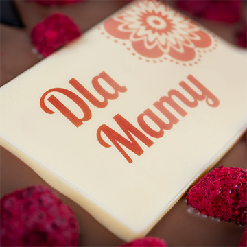 tabliczka dla mamy w czekoladowym sercu z malinami