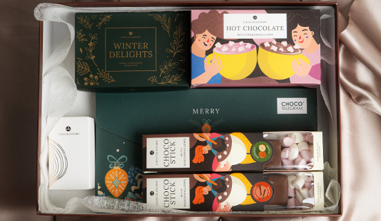 zestaw czekoladowych słodkości na prezent dla dwojga pod choinkę