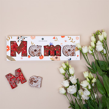 Czekoladowy napis mama z mlecznej belgijskiej czekolady