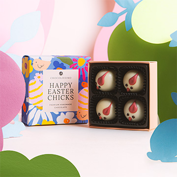 Pudełko 4 wielkanocnych pralin kurek
