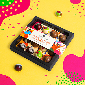 Zestaw 16 urodzinowych pralinek o owocowych smakach