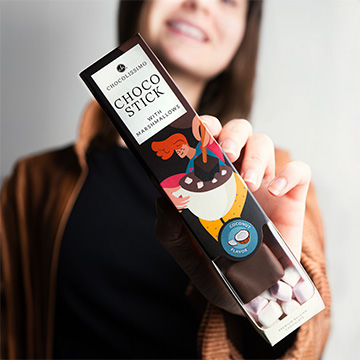 czekolada o smaku kokosowym na patyku do rozpuszczania