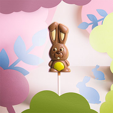 zielony zajączek czekoladowy na Wielkanoc