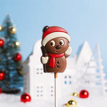 czekoladowy lizak w kształcie bałwanka z belgijskiej czekolady