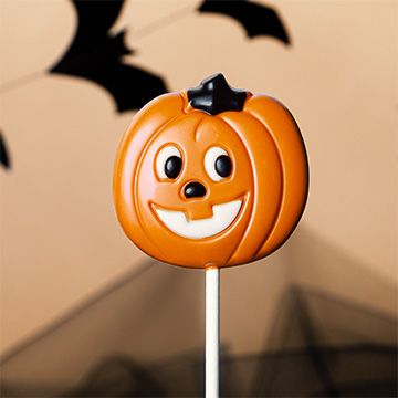 halloweenowy lizak dynia z czekolady