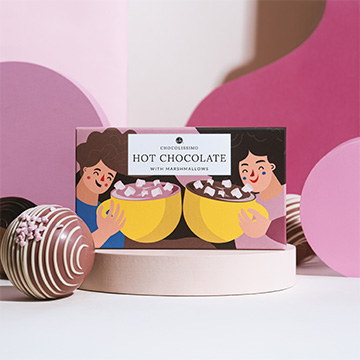 zestaw czekoladowych kul z piankami w milosnym motywie