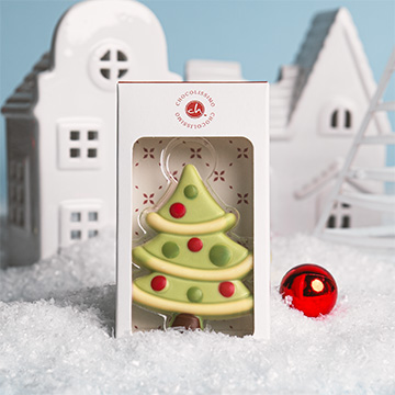 czekoladowe choinki na Święta w zimowej aranżacji