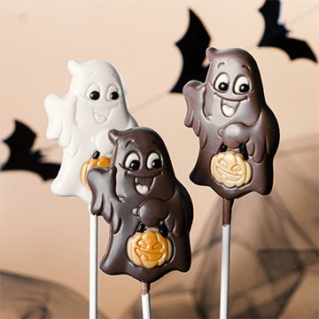 Zestaw 3 lizaków duszków z belgijskiej czekolady najwyższej jakości na Halloween
