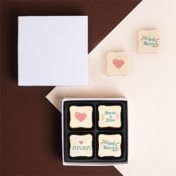 zestaw 4 personalizowanych pralin na ślub