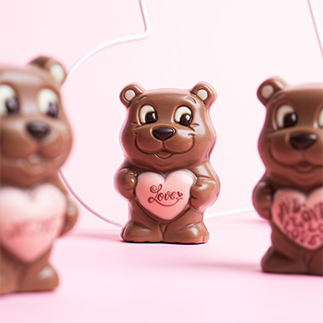 czekoladowy miś z przesłaniem na walentynki