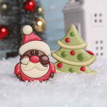 Św, Mikołaj z mlecznej czekolady z choinką