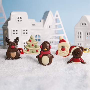 zestaw świątecznych figurek z belgijskiej czekolady