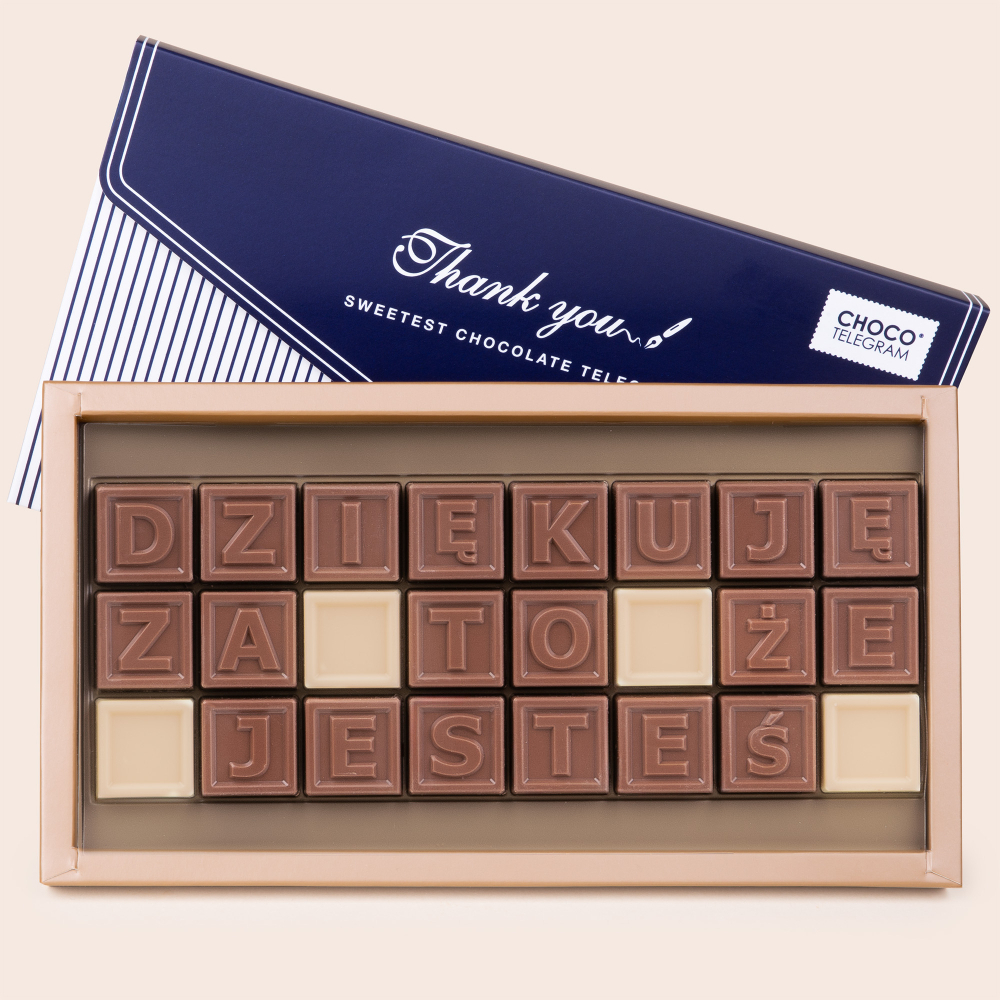 Czekoladowy telegram Dziękuję za to, że jesteś