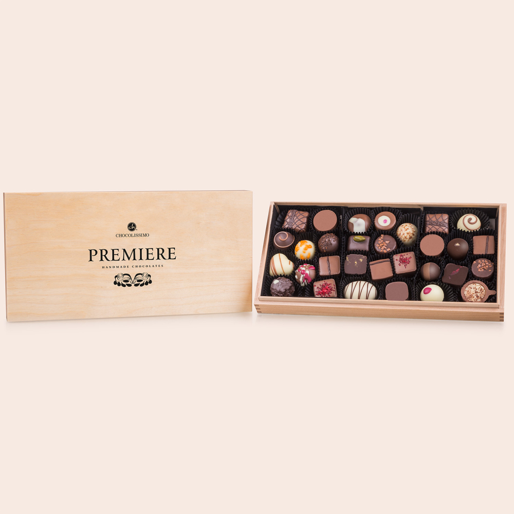 Pralinki Premiere Maxi - 30 pralinek w drewnianej szkatułce