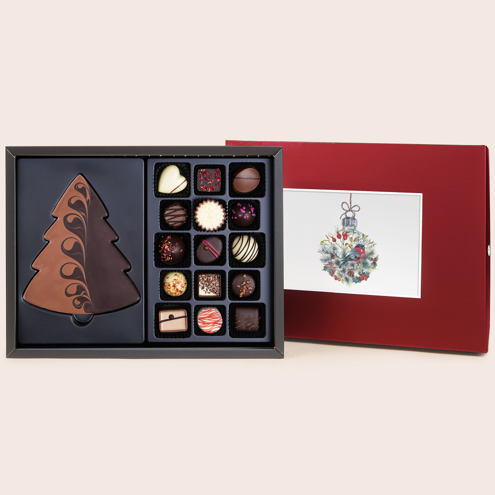 Świąteczny ChocoPostcard Maxi czerwony z pralinkami