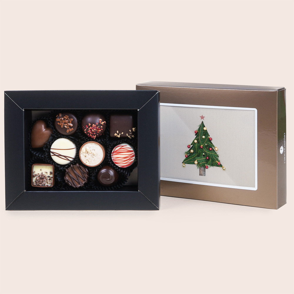 Świąteczny ChocoPostcard Petit złoty z pralinkami