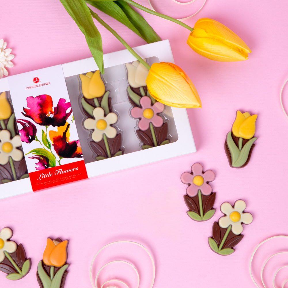 Kwiaty z mlecznej czekolady