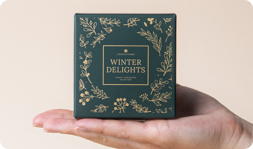 małe pudełko czekoladek na święta