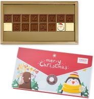 życzenia świąteczne z czekolady na prezent