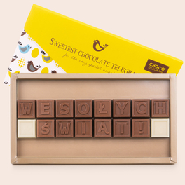 Czekoladowy Telegram Wesołych Świąt na Wielkanoc w kopercie