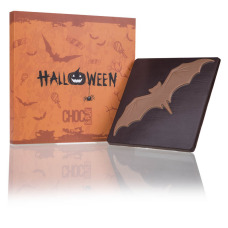 Oryginalny prezent na Halloween - tabliczka czekolady z nietoperzem w zabawnym opakowaniu