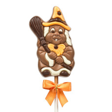 Prezent na Halloween - czekoladowy lizak w kształcie wiedźmy z mlecznej czekolady